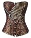 Charmian Women's Steampunk Goth Retro Brocade Victorian Stripe Steel Boned Waist Cincher Bustier Corset Bronze XXXXXX-Large
