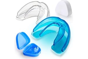 Vanmor 2 Pack Youth Mouth Guard Sports Mouthguard for Kids Teeth Braces for Football Basketball Boxing MMA Hockey Lacrosse Rugby Taekwondo, Moldable Mouthpiece for Boys Girls (Transparent+Blue)