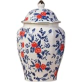 NS Online Rose Small Urn Ashes Keepsake - 8 inches Ceramics Decorative red Rose Urn, Capacity 50 Cubic inches Funeral Sharing Memorial urn for Female/Women/Mom/Girl/Humans/Pet