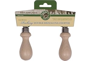 Fantes Double Mezzaluna Vegetable Chopper Rocking Knife, 5.5-Inch Stainless Steel Blade with Beechwood Handles, The Italian M