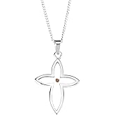 Dicksons Mustard Seed Petal Cross Pendant Women's 20 Inch Silver Plated Everyday Necklace in Jewelry Gift Box