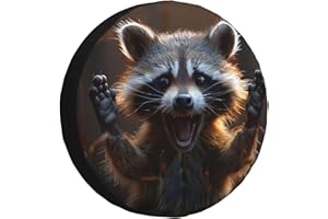 KRIRTEH Raccoon Spare Tire Cover Weatherproof Universal Wheel Protectors Wheel Covers for RV Camper Travel Trailer SUV Truck 14 Inch