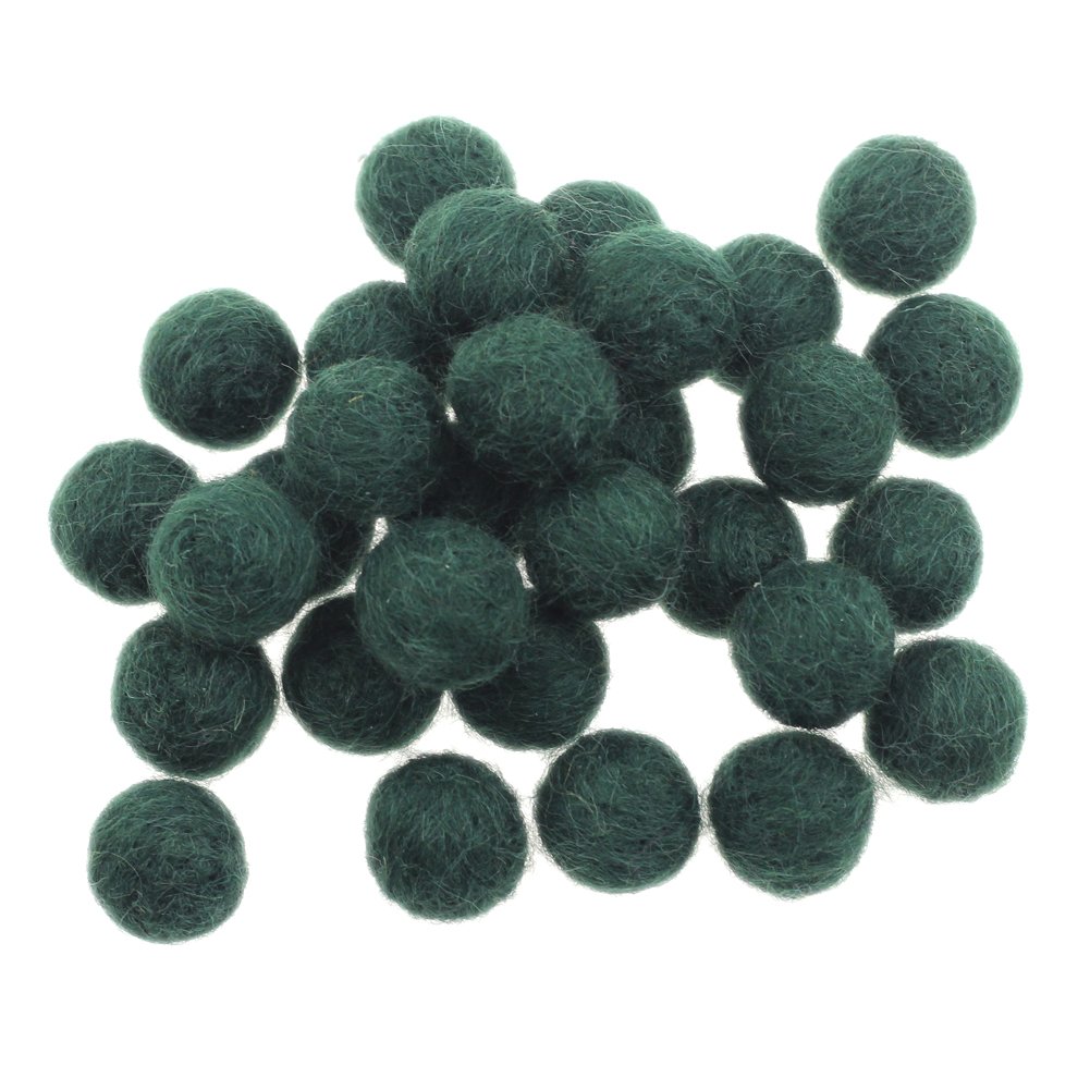 Zasy 20mm Needle Felt Wool Balls Felt Pom Pom Beads DIY Accessories Garlands 30pcs (Dark Green) — image 1