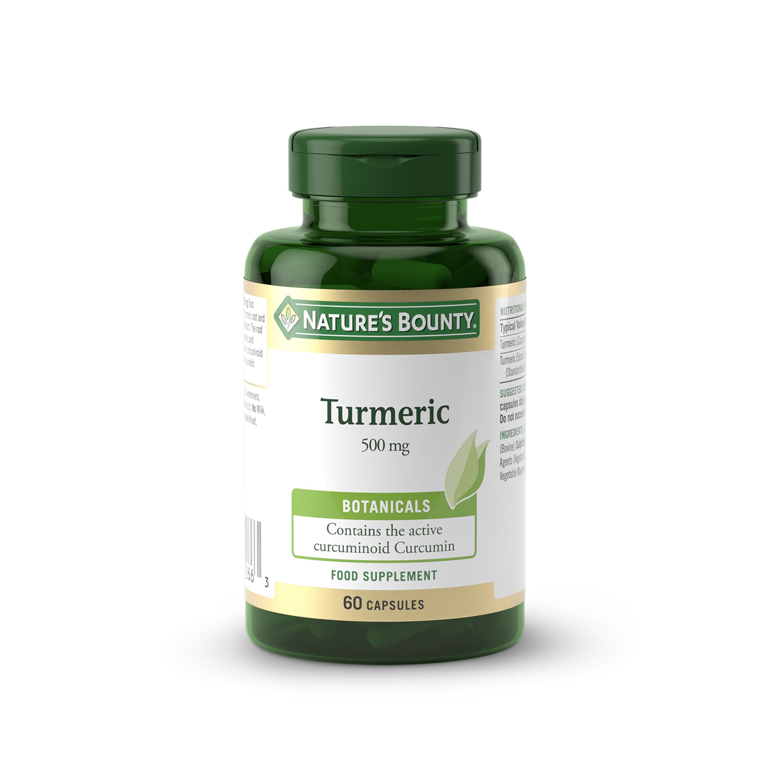 Nature's Bounty Turmeric 500 mg Capsules - Pack of 60 Capsules, Two-a-Day - 450mg of Turmeric Root - Contains Curcumin - Gluten Free
