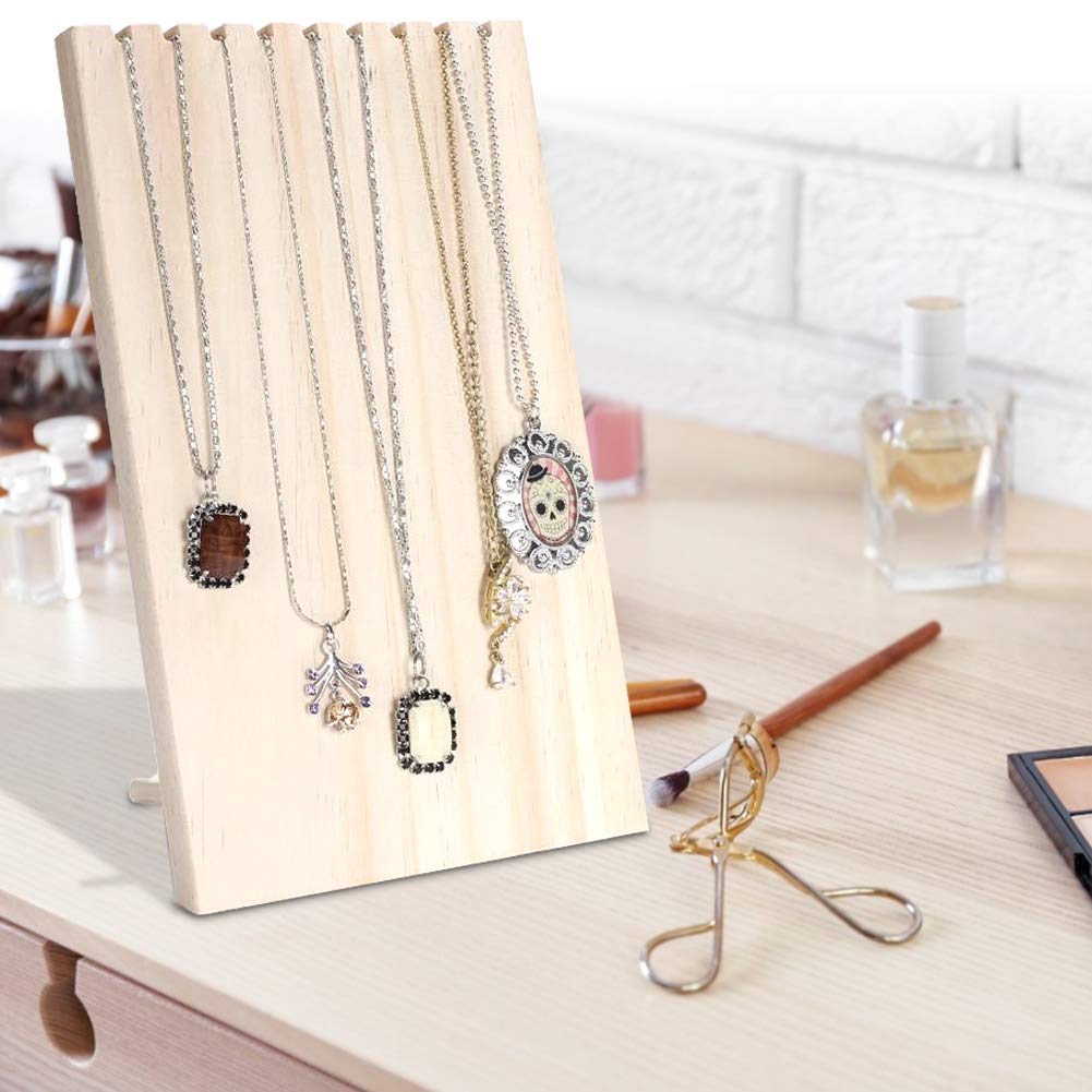 MOUMOUTEN Wooden Jewelry Organiser, 9 Slots Display Stand, Necklace/Bracelet/Pendant Display Equipment