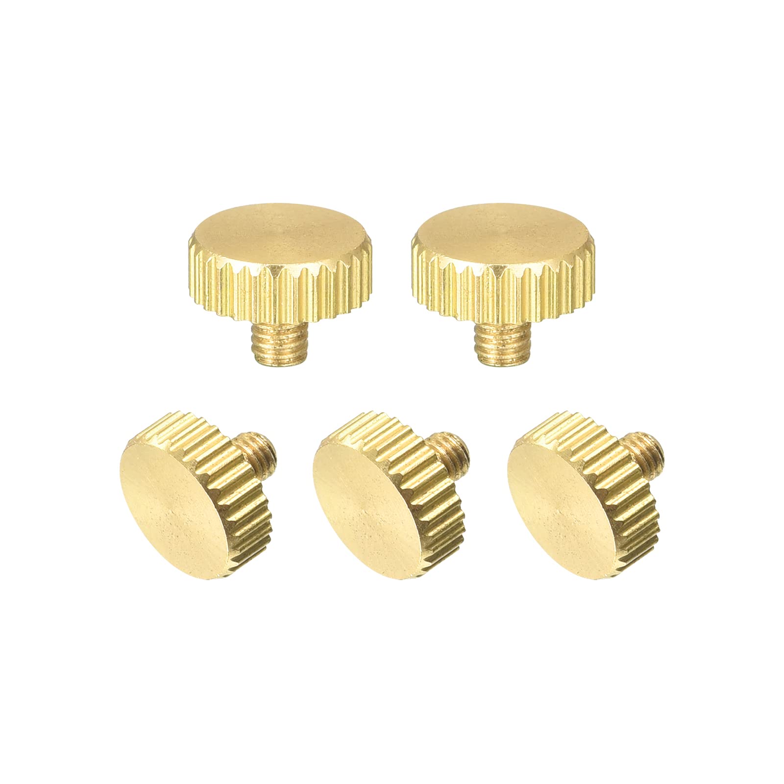 Photo 1 of uxcell Knurled Thumb Screws, M3x4mm Flat Brass Bolts Grip Knobs Fasteners for PC, Electronic, Mechanical 5Pcs
