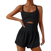 UNIANKIYA Womens Running Onesie Jumpsuits Workout Rompers One Piece Exercise Athletic Outfits Gym Yoga Clothes With Pockets