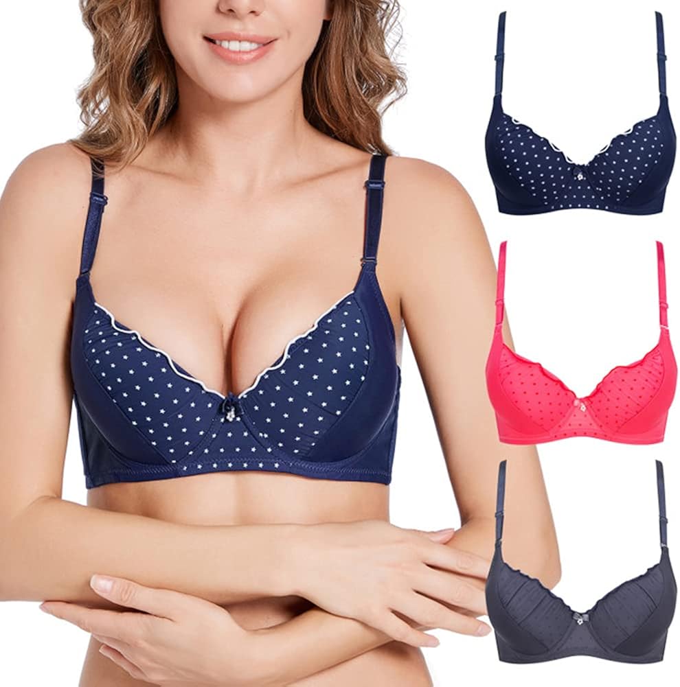 38C Bras for Women, 3Pack Underwire Full Coverage Bra, Padded Contour