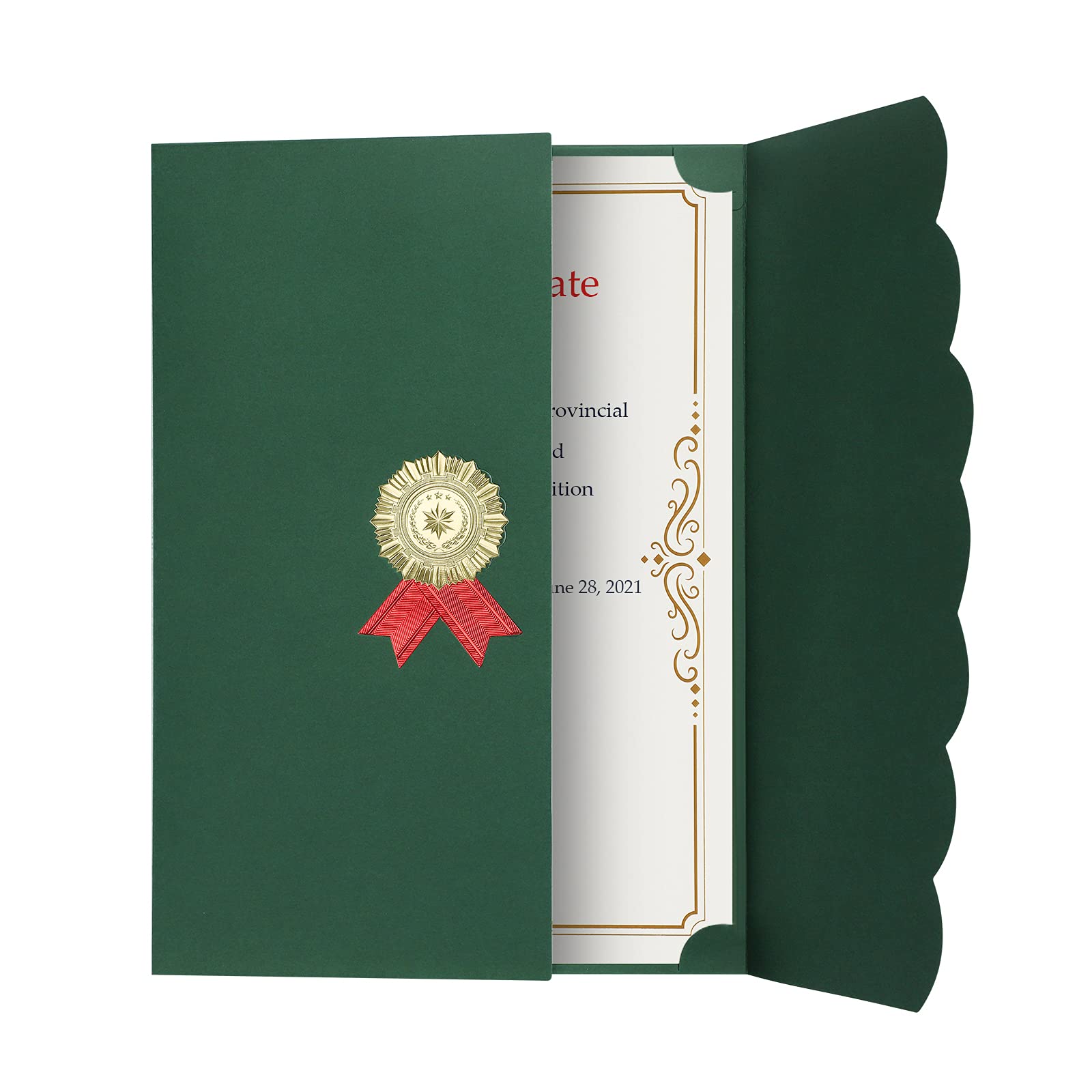HKSICHENGKEJIUK 5Pcs A4 Certificate Award Diploma Cover Tri-Fold Paper Certificate Holder Cover Protector for Graduation Invitation Recognition Certificates Documents File Contract (Green)