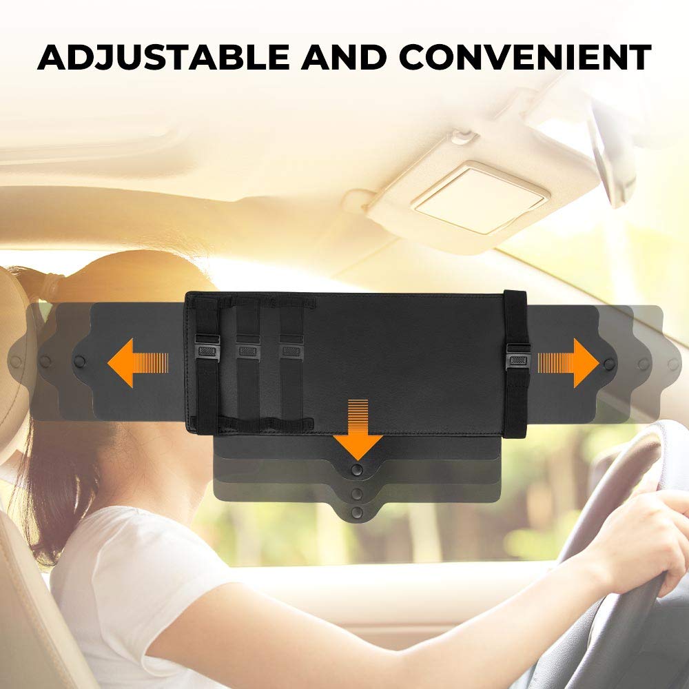 JoyTutus Car Sun Visor Sunshade Extender, Adjustable Sun Visor Protects from Anti-Glare, UV Rays Blocker Window Sun Visor Windshield Sunshade Extender for Car SUV