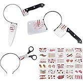 YXI 3Pcs Halloween Headbands + 30Pcs Temporary Tattoos, Halloween Party Props, Novelty Decorations