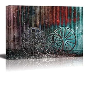 Wagon Wheels on a Grundge Background