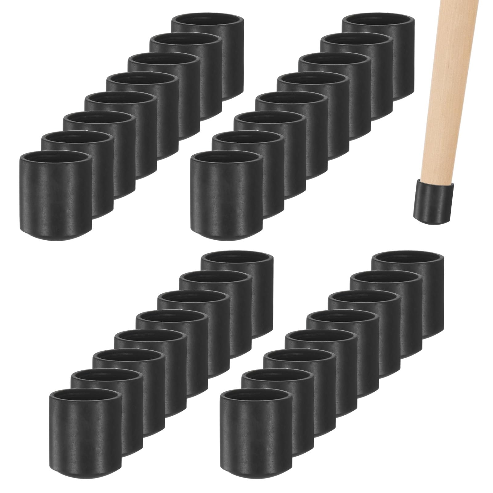 M METERXITY 60-Pack Chair Leg Caps, 3/8 Inch(10mm) PVC Chair Leg Floor Protectors for Folding Chairs/Metal Chairs/Furniture Table/Hardwood Floors, Round Non-Slip Cover End Tips [Black]