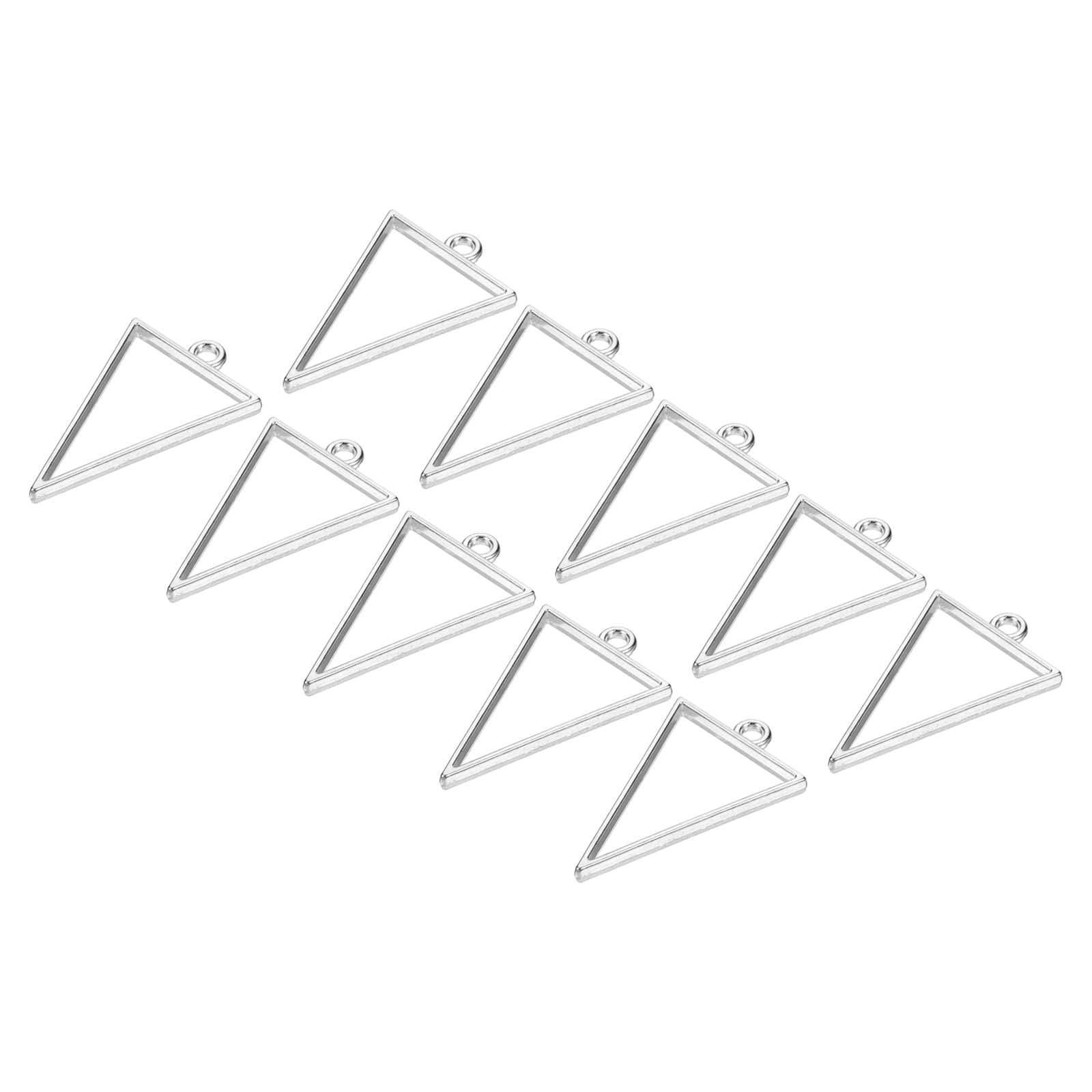 M METERXITY 10 Pack Open Bezels for Resin - Hollow Frames Alloy Triangle Shape, Apply to DIY Crafts Pendants Pressed Flowers (Silver Tone)