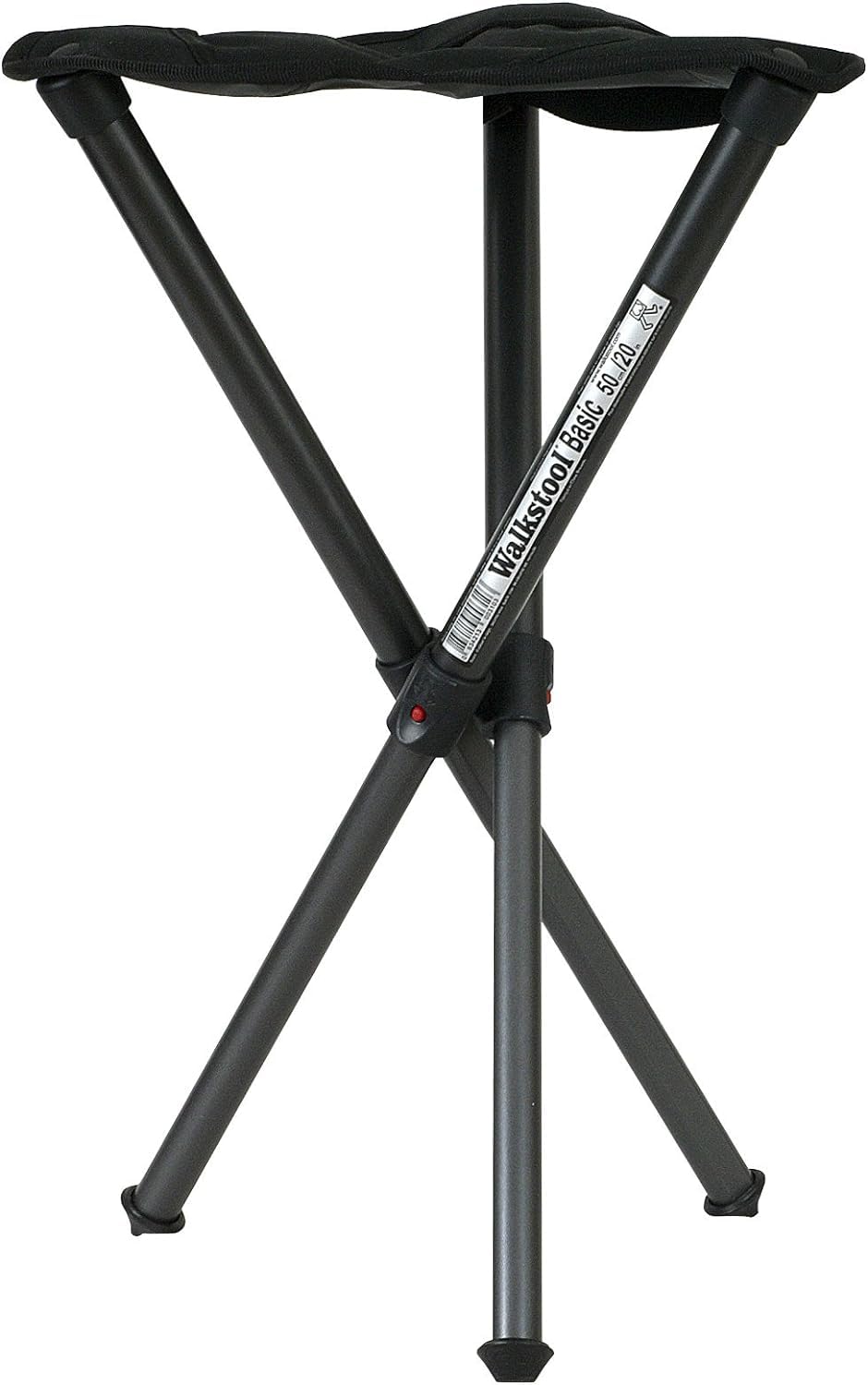 Walkstool - Basic Model - Black - 3 Legged Folding Stool in Aluminium - Height 50 cm - Foldable Stool - Maximum Load 150 kg - Made in Sweden