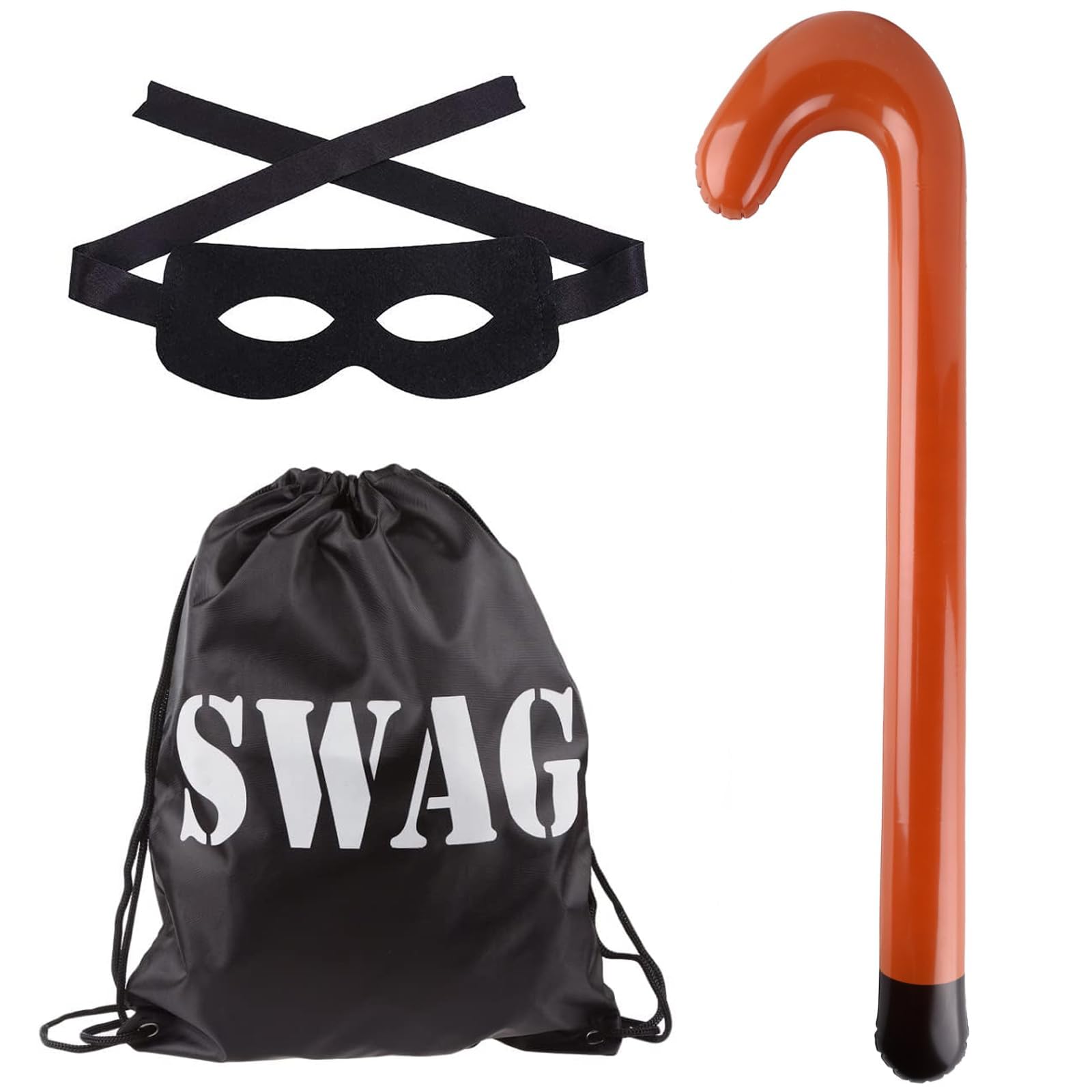 Kavoc 3Pcs Gangster Granny Costume Set Include Drawstring Bag Eyemask and Inflatable Cane for Kids World Book Day Dress Up