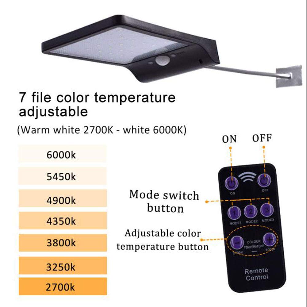 Patio Camino. JUNSHUO Lámparas Solares ,Con mando a distancia 48 LED