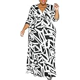WUSENST Women's Casual Adjustable Spaghetti Strap Maxi Dress Plus Size Sundresses with Pockets