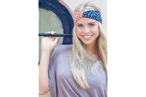 Huachi American Flag Headbands for Women 4th of July Headband Wide Red White and Blue Patriotic Hair Bands for Women's Hair Twist Turban Hair Wrap Accessories