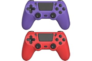 FASIGO 2 Pack Wireless Controller for PS4 Slim/Pro, 20hs Rechargeable Controller with Dual Vibration, Ergonomic Grip, Compatible with playstation 4 (Red & Purple)