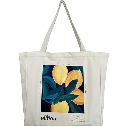 BROADREAM Canvas Tote Bag Aesthetic Zippered Book Tote Bag with - Main Image