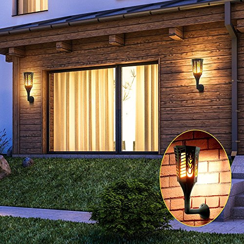 Solar Garden Lights,96 LED Waterproof Flickering Flames Torches Lights Outdoor Landscape Decoration Lighting Dusk to Dawn Auto On/Off Security Light for Garden Patio Deck Yard Driveway, 2 Pack