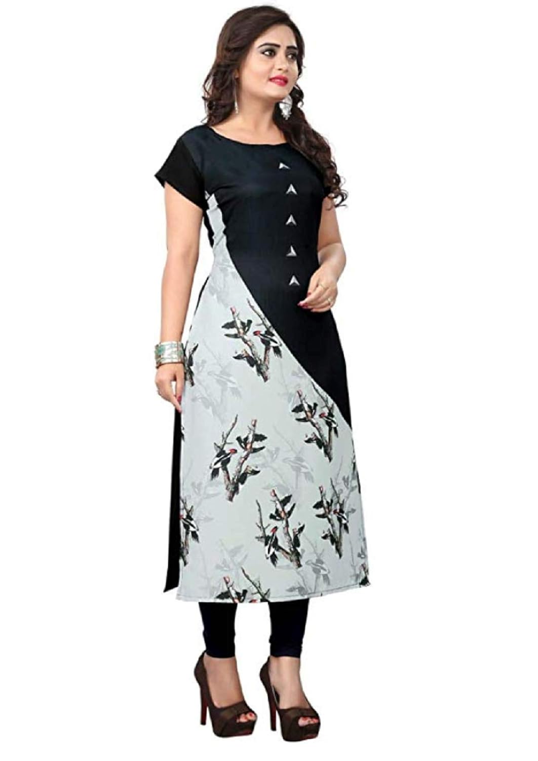 bapa fashion women's crepe straight kurti black