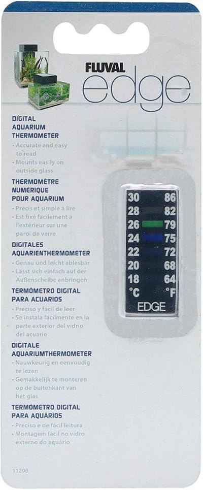 Fluval EDGE Digital Aquarium Thermometer 64-86 F Easy Read Mount