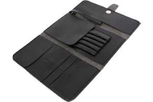 Angoily Shear Holder, 2PCS Roll up Hairdressing Scissors Barber Bag Tool Pouch Toolbox Leather Kit Hair Scissor Container Beauty, Black Barber Kit Shear Case, 26x14.5cm