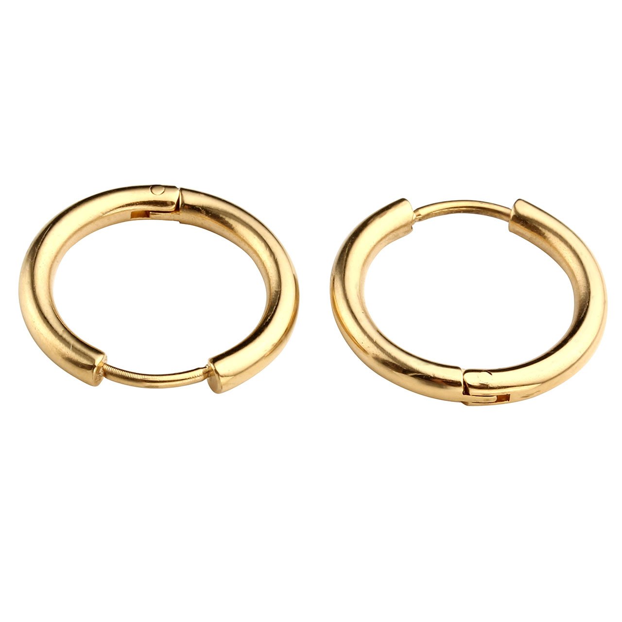 JSDDE 6pcs Boucle d\'Oreille Set Unisex Anneau Tube Circulaire Acier Inoxydable Or Rose Bleu Multicolore Or Argent Noir 14mm