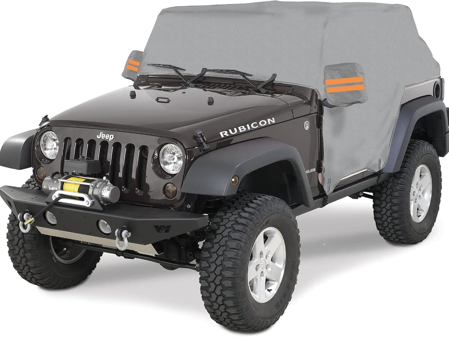 Photo 1 of Big Ant Cab Cover for 2007-2025 Je-ep Wrangler Cover JKU JLU 4 Door, Waterproof Half Car Cover Oxford with Reflective Strip, Sun Snowproof Cab Car Cover for Convenient Zipper for Trunk Gray