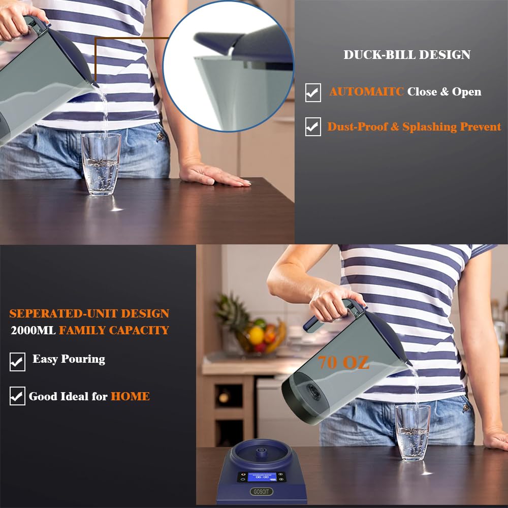 Hydrogen Alkaline Water Machine Generator Maker,Hydrogen Alkaline Water Pitcher Dispenser Ionized Water LED Display and Smart Touch Operation,Used for Home and Office 2.0 L…, Purple