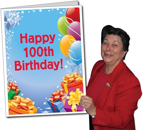 Victorystore Jumbo Greeting Cards Giant 100th Birthday Card Presents And Balloons 2 X 3 Card With Envelope Amazon Co Uk Kitchen Home