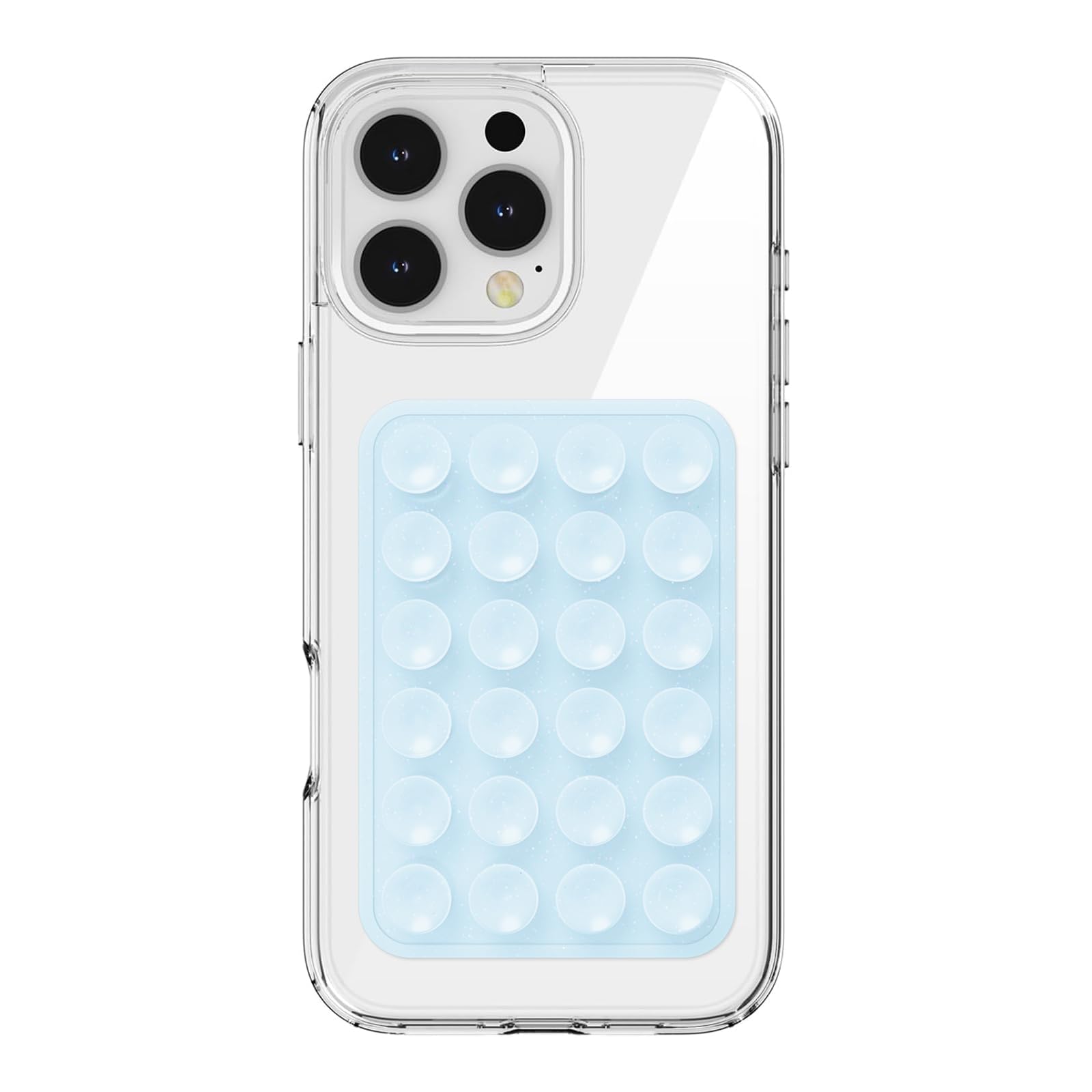 PKYAA Anteel Silicone Suction Phone Case Mount, Silicon Sticky Grip, Adhesive Accessory for Smartphones, Hands-Free Mirror Shower Holder for Selfies, Tiktok Videos (Blue Glitter)