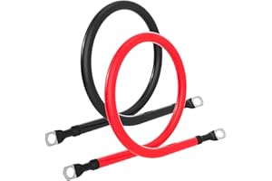 QKUDNGHY Battery Cables Set 4AWG 12 Inch Power cord Battery inverter jumper cables 12in with 3/8" Lugs Terminals (1 Positive & 1 Negtive) for Car Marine Solar ATV Lawn Mower RV Motorcycle