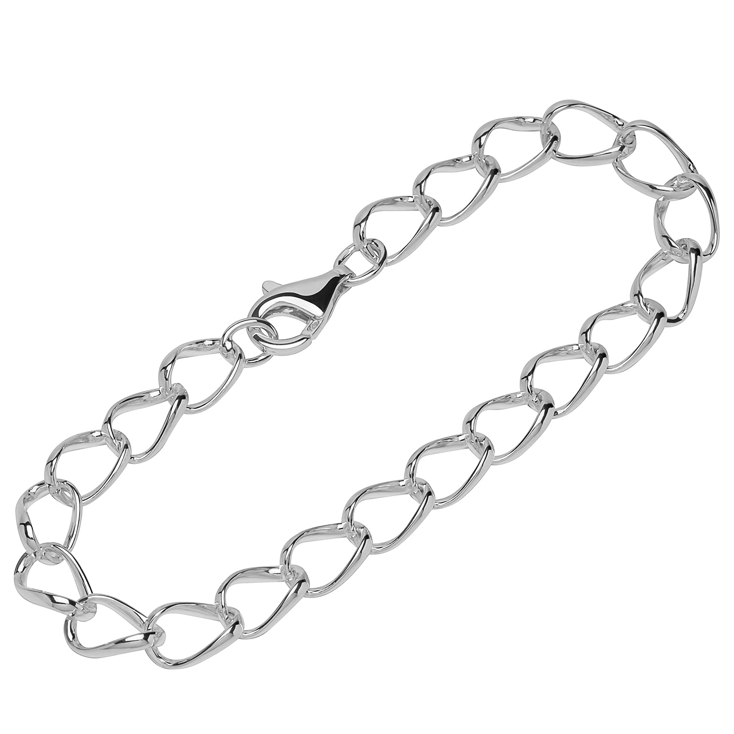 NKlaus bracelet 925 Sterling Silver 22cm long tank chain oval wire unisex bracelet 12218