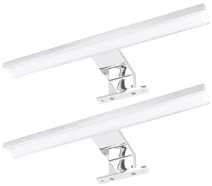 2er Pack - 6W 2in1 LED Aluminium Spiegelleuchte IP44 230V - 450lm - Aufsatz + Schraubmontage - warmweiß (3000 K)