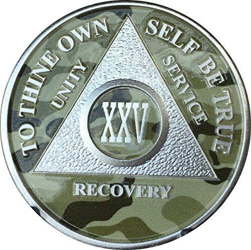 25 Year AA Medallion Camo Silver Plated Camouflage Color Chip