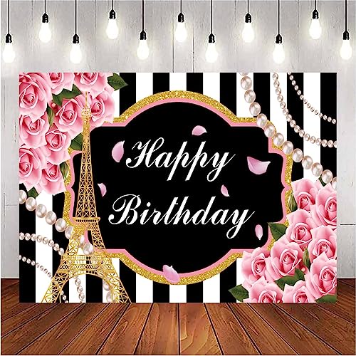 Runze-store Happy Birthday Photography Background Black