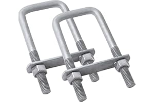 LIONMAX U Bolts 2 Pack, 1/2" D x 2-1/16" W x 4-3/4"L Galvanized Square U Bolt with Plates and Nuts, Replacement Parts and Accessories for Automobiles Trailer, Ski Boat, Sailboat Trailer, 2 Pack