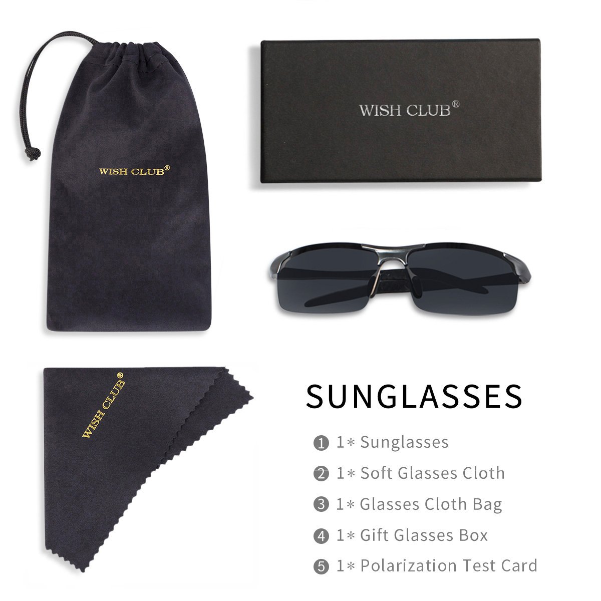 Sunglasses for Men WISH CLUB Men\'s Sports Style Polarized Sunglasses For Outdoor