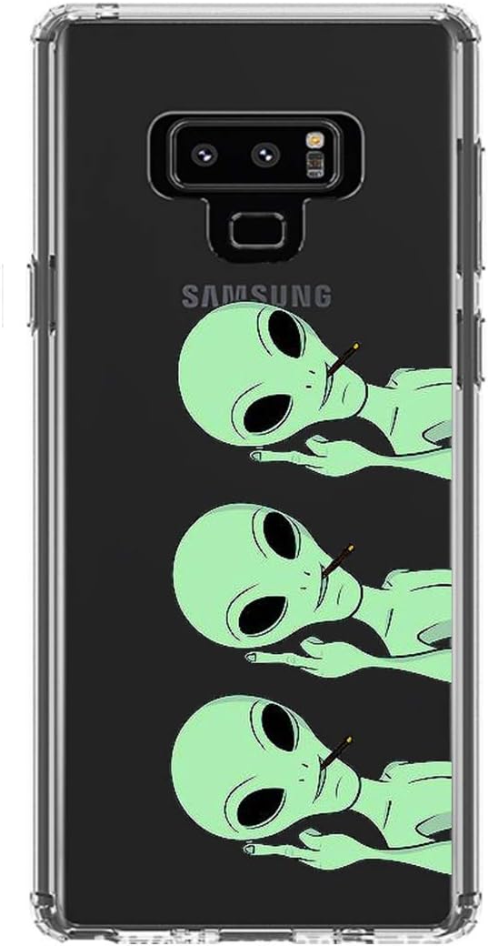 LEMONCOVER Phone Case for Galaxy Note 9,Cute Pattern Print Soft Silicone Case Thin Slim Shockproof Clear Design Funny Bumper Shell Cover for Galaxy Note 9, Aliens