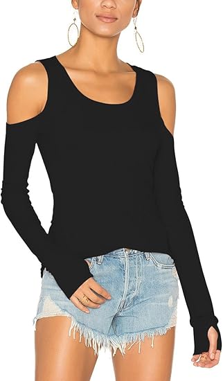 Bestisun Cold Shoulder Tops Fall Cute Shirts Hiking Clothes Long