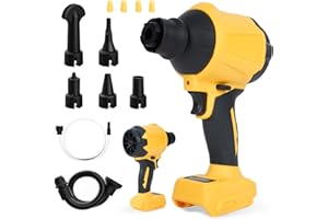 LUKAR Cordless Air Duster for Dewalt 20V Battery, Compressed Air Blower Brushless Handheld Air Duster Blower with 7 Multi-Use Nozzles for Garages, Sawmill Room, Workshop Cleaning, Home(Battery Not Included)