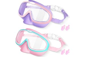 Seago Kids Swim Goggles 2 Pack for 3-12, Anti-Fog Clear View,Toddler Goggles with Nose Cover Swimming Goggles