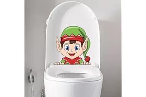 Nouiroy Christmas Elf Toilet Seat Lid Stickers,Self-Adhesive Elf Toilet Seat Decals DIY Removable Waterproof Toilet Sticker Christmas Decor Decals (Long Eared Elf)