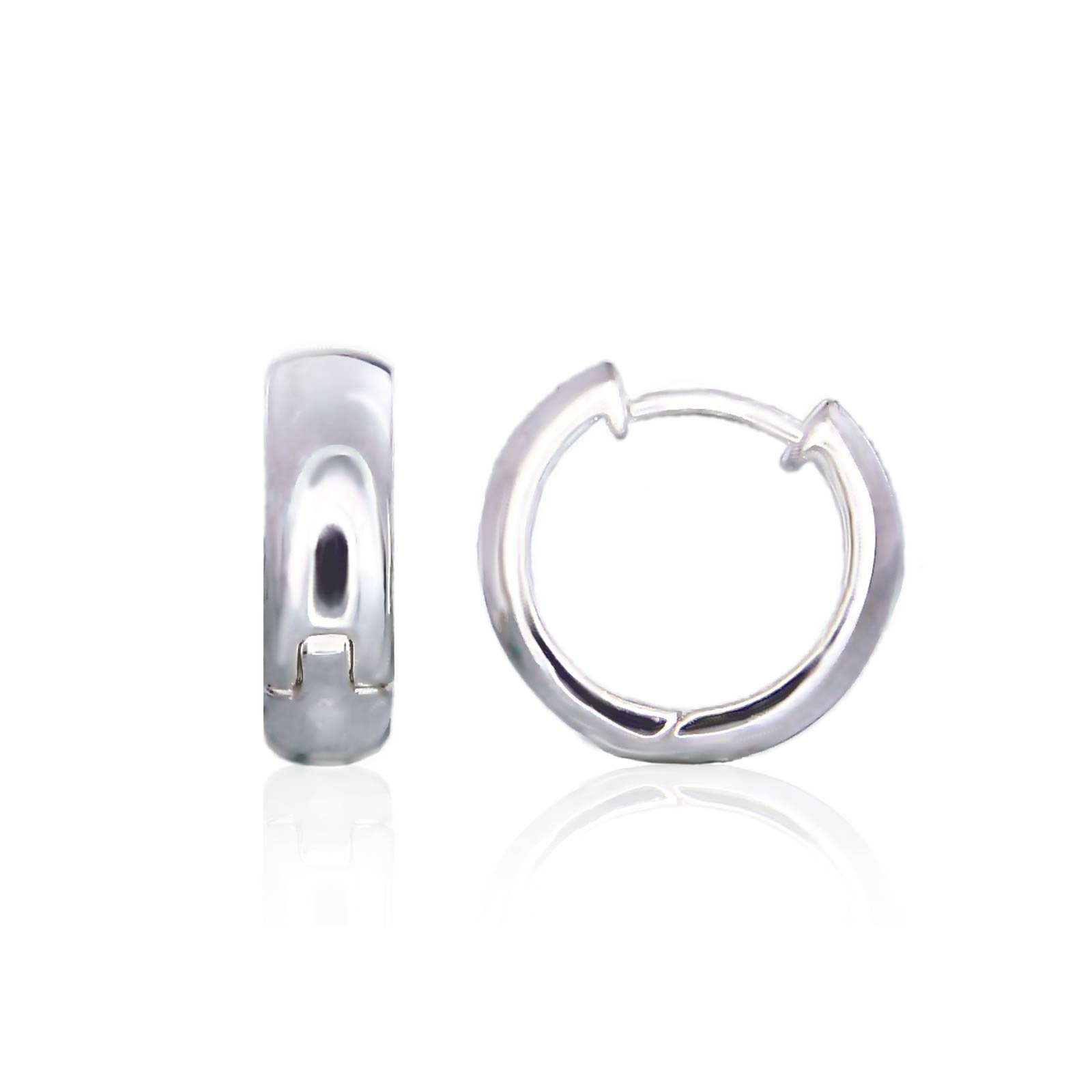 NKlaus silver pair 925 sterling silver solid hinged hoop earrings earrings 14mm 5175