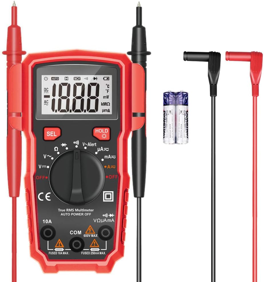 Digital Multimeter TRMS 2000 Counts Multi Tester Auto-ranging Portable Voltmeter Ohmmeter with NCV Backlit LCD Diode Transistor Audible Continuity Volt Alert Measuring Meter- FraFong
