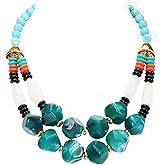Bocar 2 Layer Statement Chunky Beaded Necklace Multi Strand Fashion Necklaces for Women Gift (NK-10791)