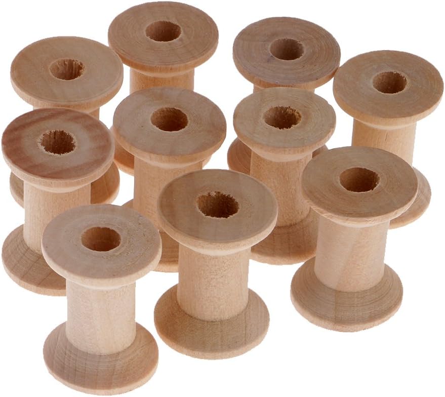 Dovewill 10 Pieces Natural Wooden Empty Thread Spools DIY Sewing Notions Tools 28x21mm